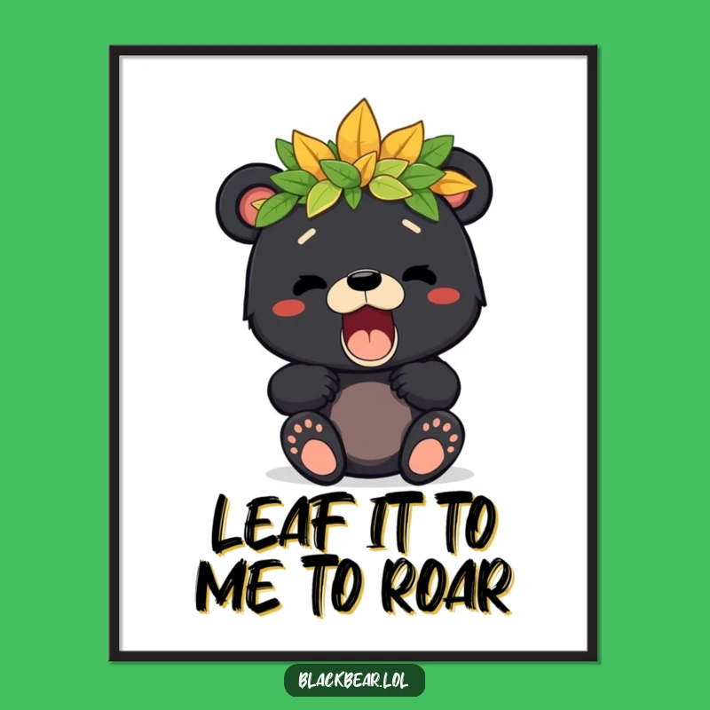 Free Printable Wall Art: Roaring Bear Cub Nature Crown Fun Decor