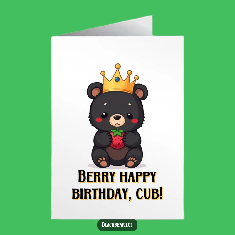 Bear Cub Birthday Card Free Printable: Funny Crowned Bear Downloadable Greeting