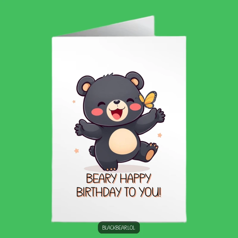 Free Printable Birthday Card: Funny Bear Cub Dancing - Adorable Downloadable Gift!