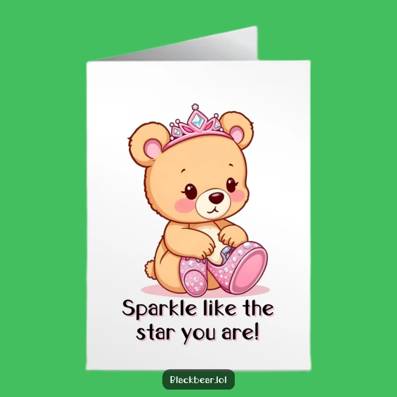 Free Printable Birthday Card: Funny Bear Tiara Shoes for a Glamorous Downloadable Gift