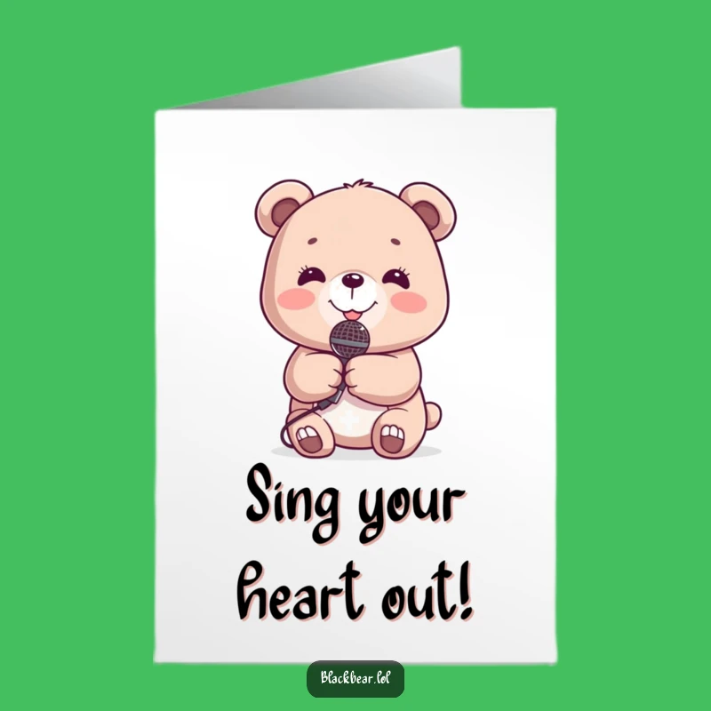Free Printable Birthday Card: Funny Singing Bear for a Star Performance Downloadable Gift