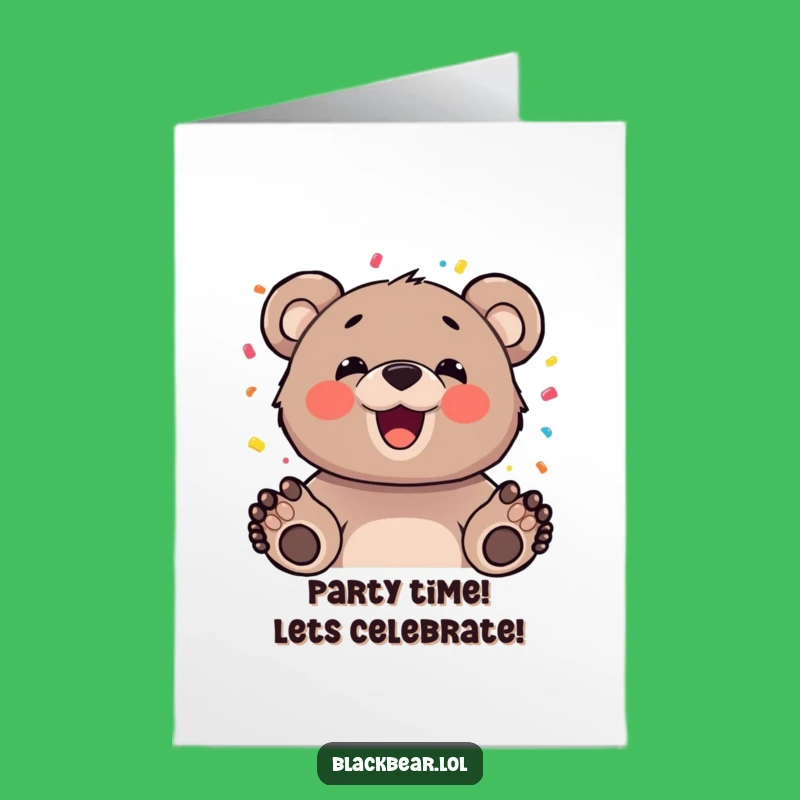 Free Printable Birthday Card: Happy Bear Confetti Funny Downloadable Gift