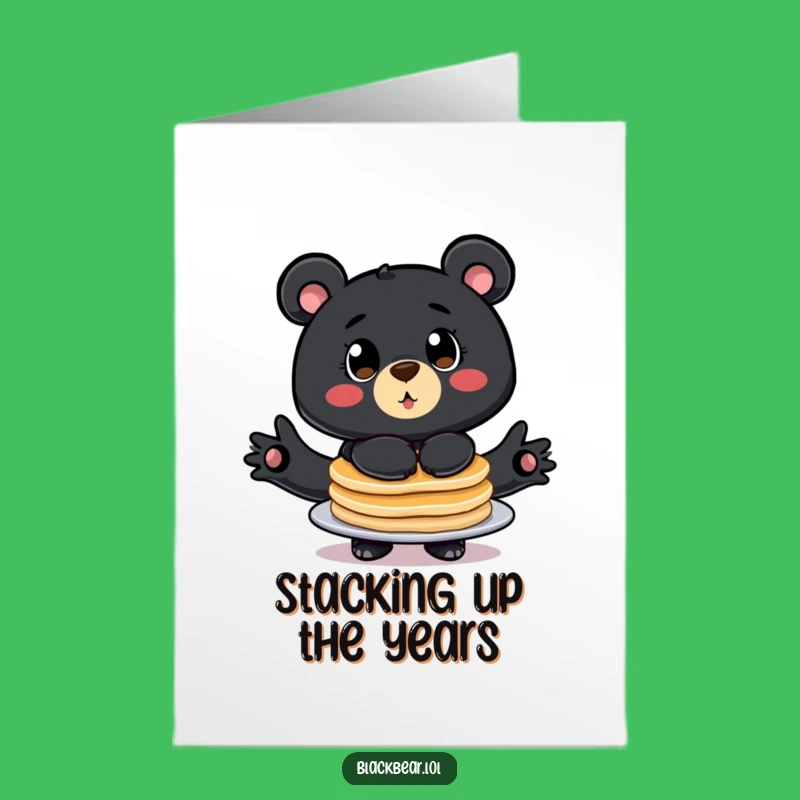 Free Printable Birthday Card: Pancake Bear Balance, Funny Downloadable Breakfast Humor