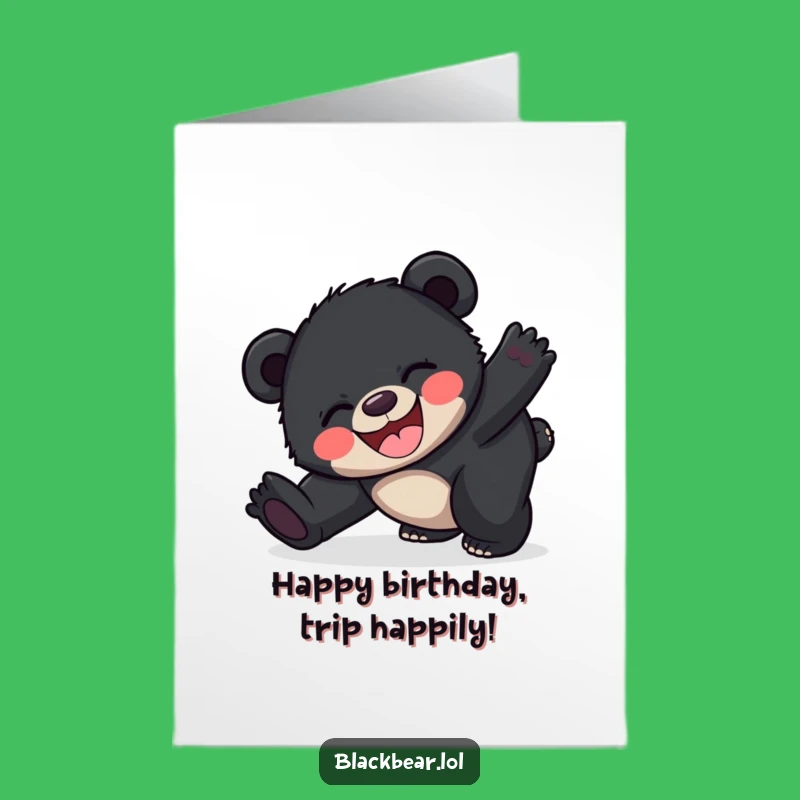 Hilarious Free Printable Birthday Card: Happy Tripping Bear Cub, Instant Fun Gift