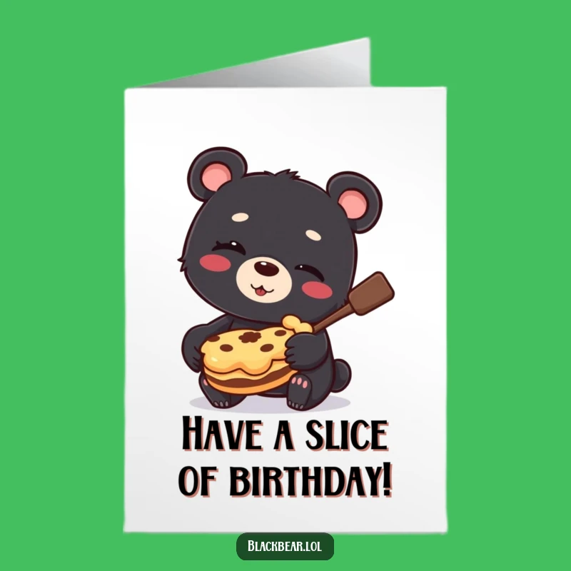 Funny Free Printable Birthday Card: Pie Thief Bear Cub