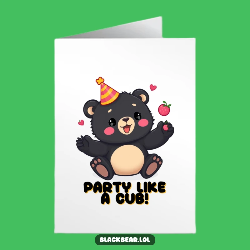 Free Printable Funny Birthday Card: Bear Juggles Berries Downloadable Party Gift