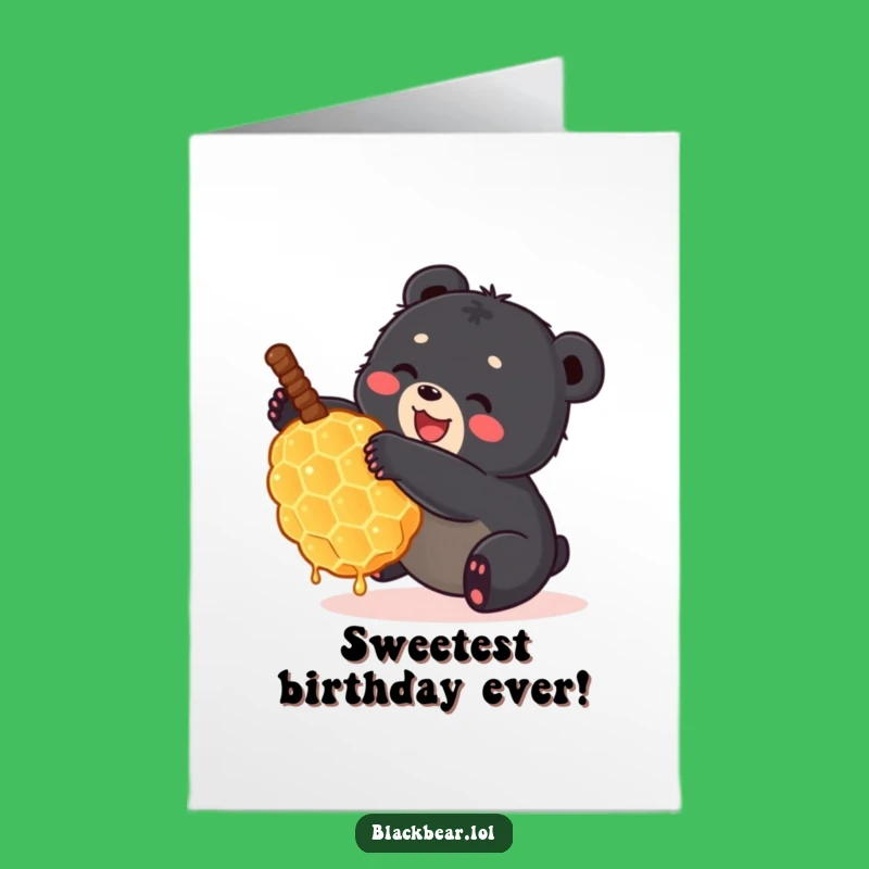 Free Printable Birthday Card: Bear Cub & Honeycomb, Sweet Humorous Downloadable Greeting