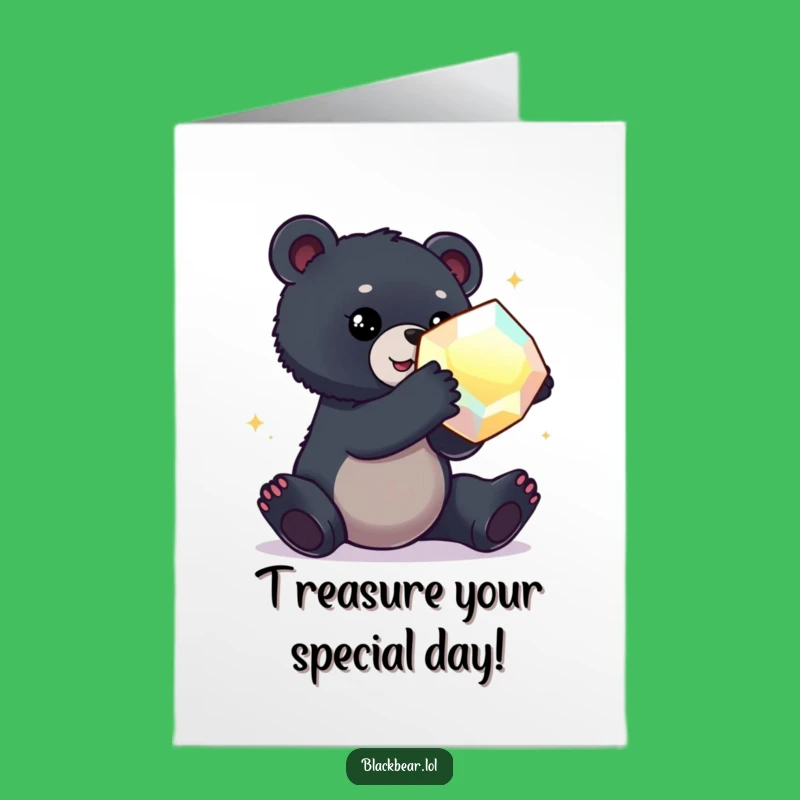Free Printable Birthday Card: Bear Cub Gem Hunter - Downloadable Gift!