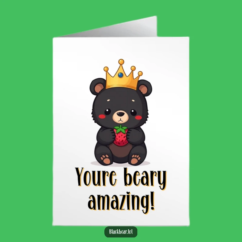 Congrats Bear Cub Card Free Printable: Crowned Berry Balancer Downloadable