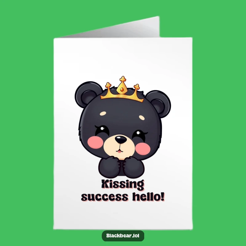 Congrats Bear Cub Card Free Printable: Sparkly Crown Kiss Downloadable