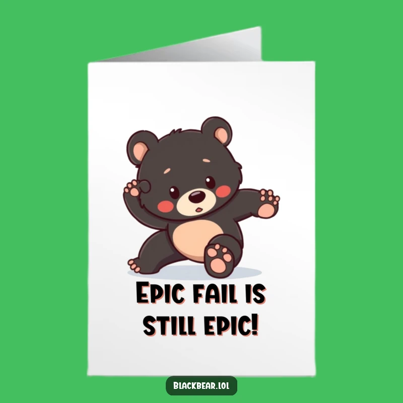 Free Printable Congrats Card: Bumbling Hero Bear Cub, Comedic Downloadable Gift for Efforts