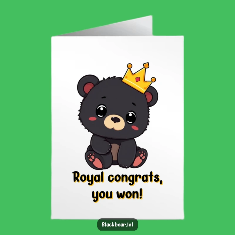 Free Printable Congrats Card: Crowned Bear Cub Surprise - Downloadable Royal Art