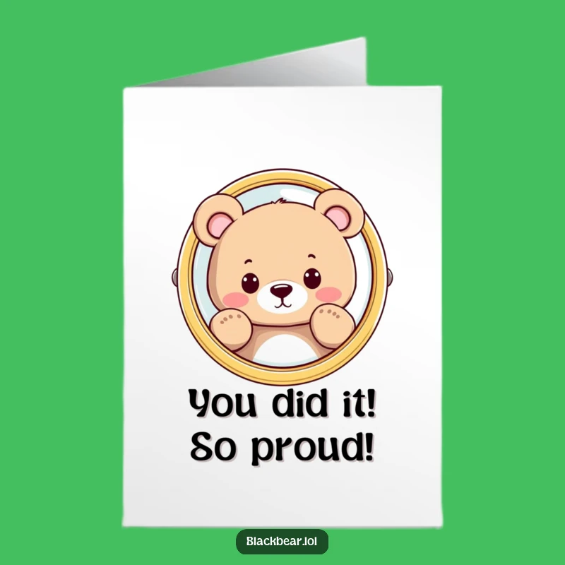Free Printable Congrats Card: Peeking Bear Mirror Funny Downloadable Gift