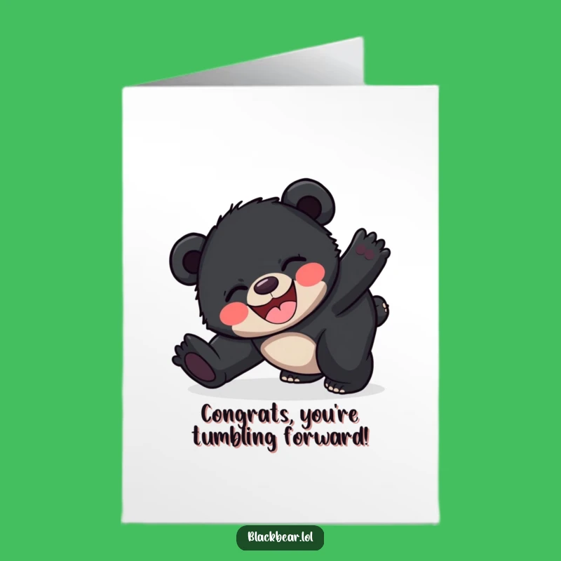 Free Printable Congratulations Card: Joyful Tripping Bear Cub, Perfect DIY Gift