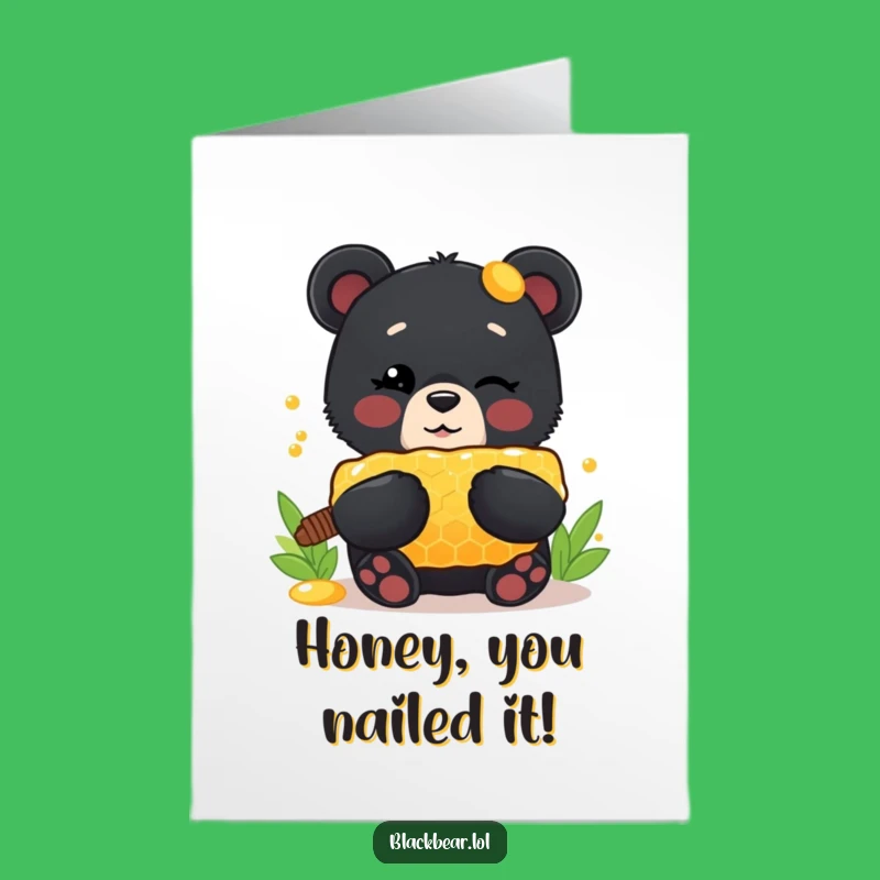Free Printable Funny Congrats Card: Bear Winks Honeycomb Downloadable Celebration
