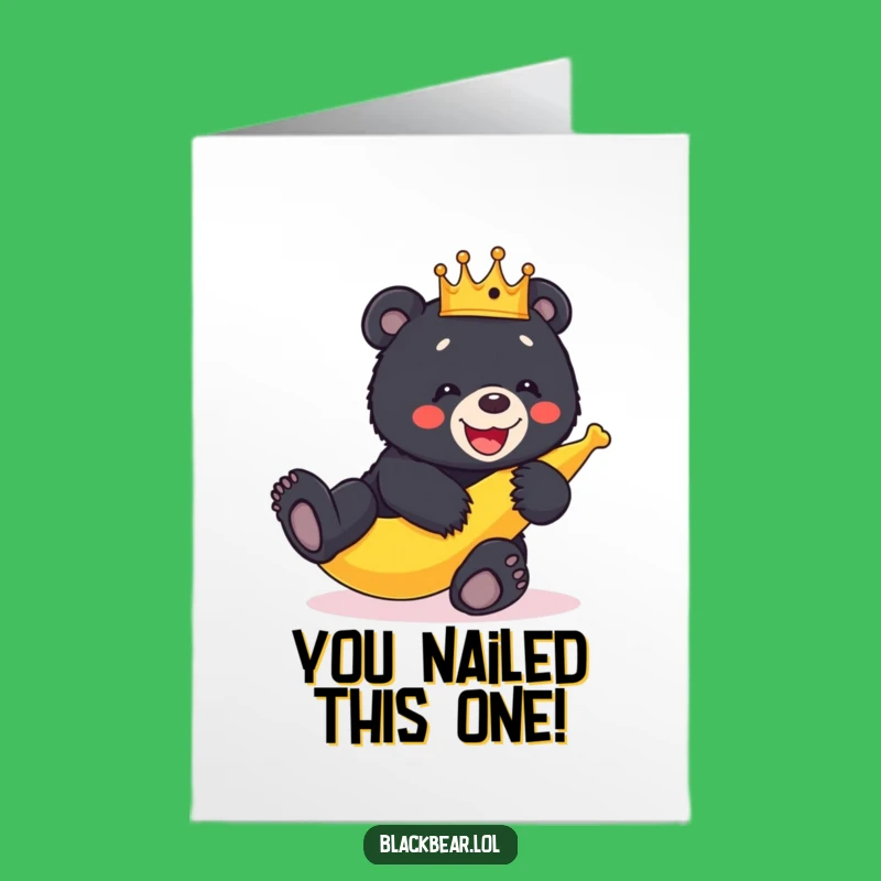 Funny Free Printable Congratulations Card: Triumphant Bear Cub Crown - Downloadable Gift