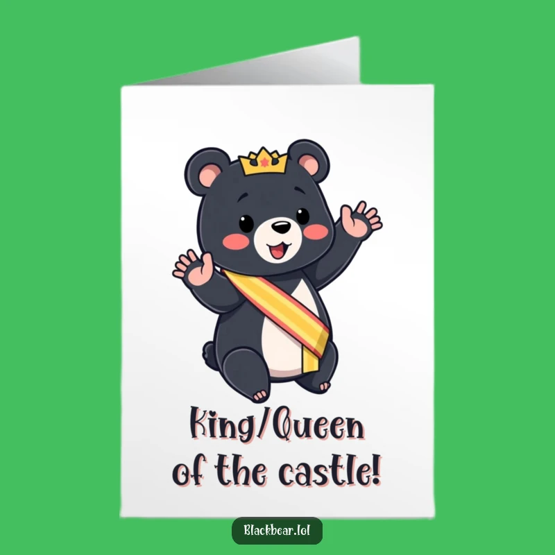 Regal Free Printable Congrats Card: Waving Bear Cub, Grand Downloadable Gift