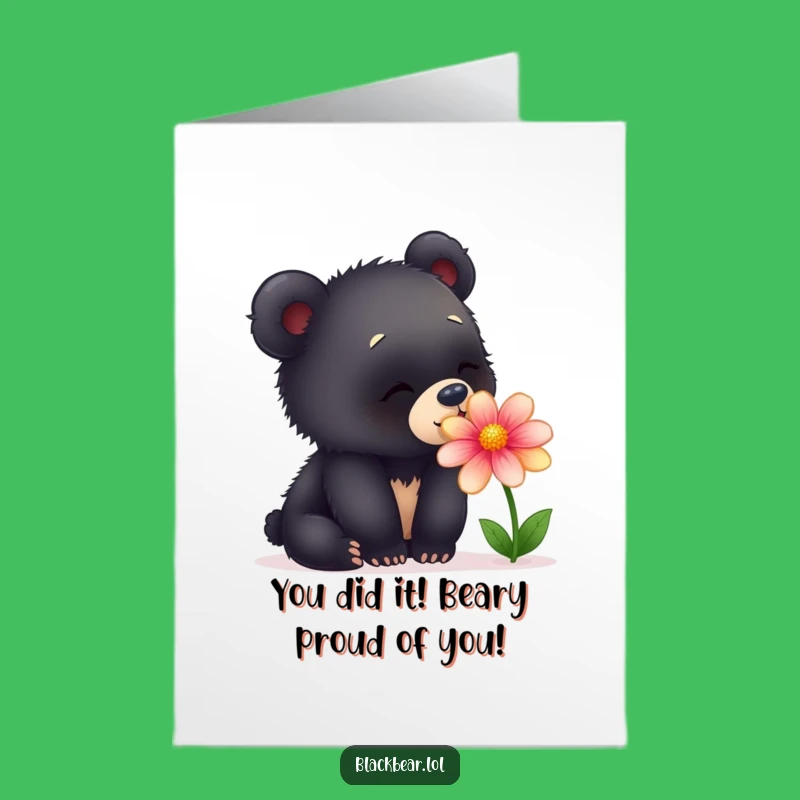 Free Printable Congratulations Card: Curious Bear Flower Delightful Moment Downloadable