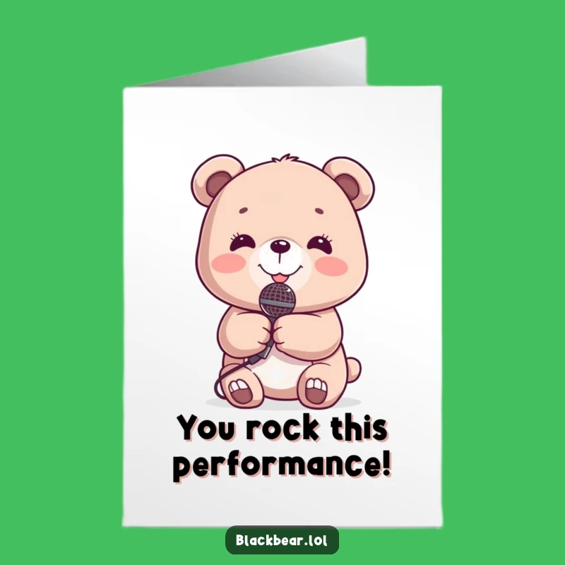 Free Printable Congrats Card: Funny Singing Bear for a Hit Celebration Downloadable
