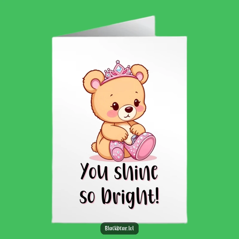 Free Printable Congrats Card: Funny Bear Tiara Shoes for a Chic Celebration Downloadable