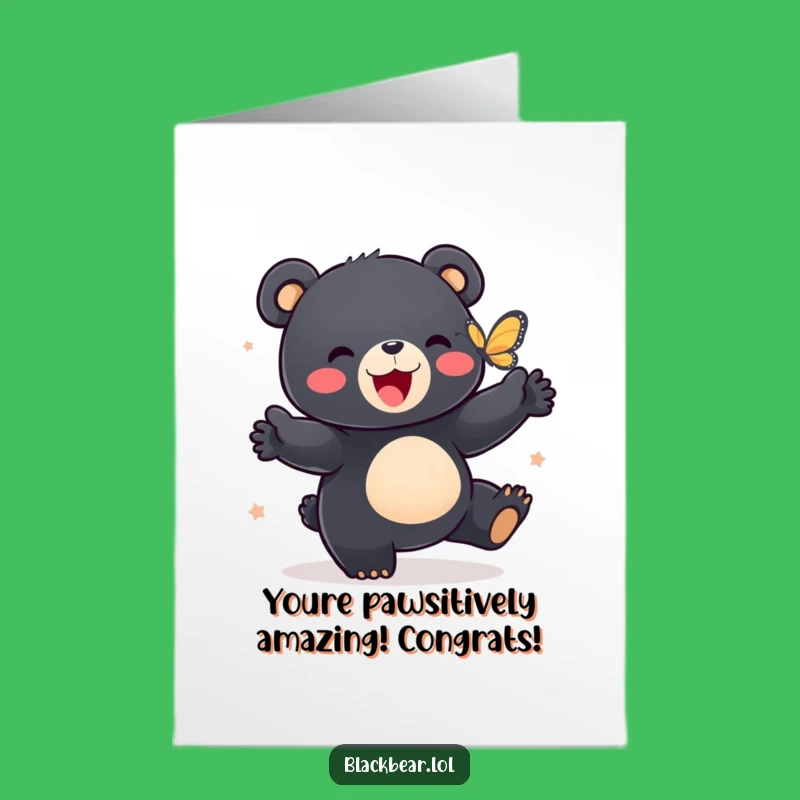 Free Printable Congrats Card: Funny Bear Cub Dance - Downloadable Achievement Gift!