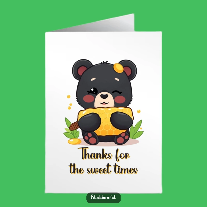Free Printable Funny Thanks Card: Bear Winking Honey Downloadable Appreciation