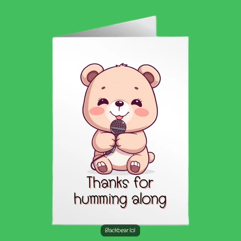 Free Printable Thank You Card: Adorable Singing Bear for a Heartfelt Downloadable Gift
