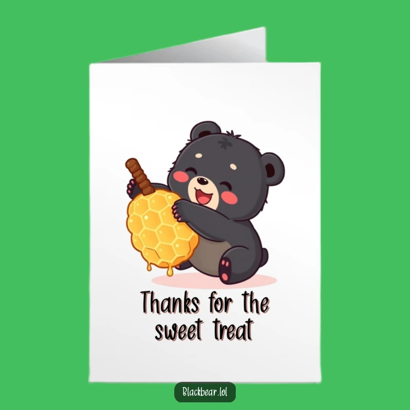 Free Printable Thank You Card: Bear Cub & Honeycomb, Sweet Gratitude Downloadable Greeting