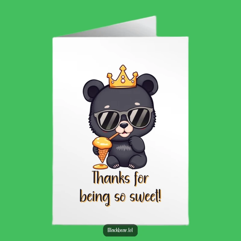 Free Printable Thank You Card: Bear Cub King, Honey, Sunglasses Funny Downloadable Gift