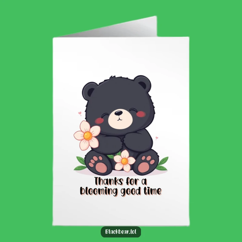 Free Printable Thank You Card: Bear with Flower, Funny Downloadable Gift
