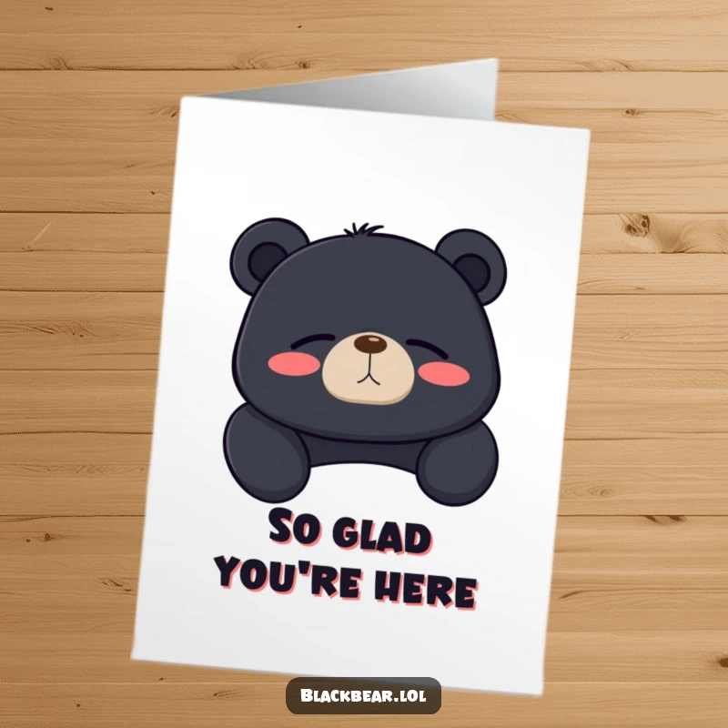 Funny free printable thank you card: a black bear lounges with closed eyes, exhaling a contented sigh of thanks.
