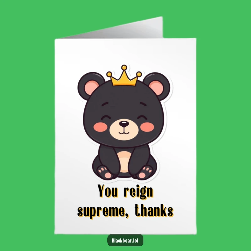 Free Printable Thank You Card: Smiling Bear Crown Funny Downloadable Gift