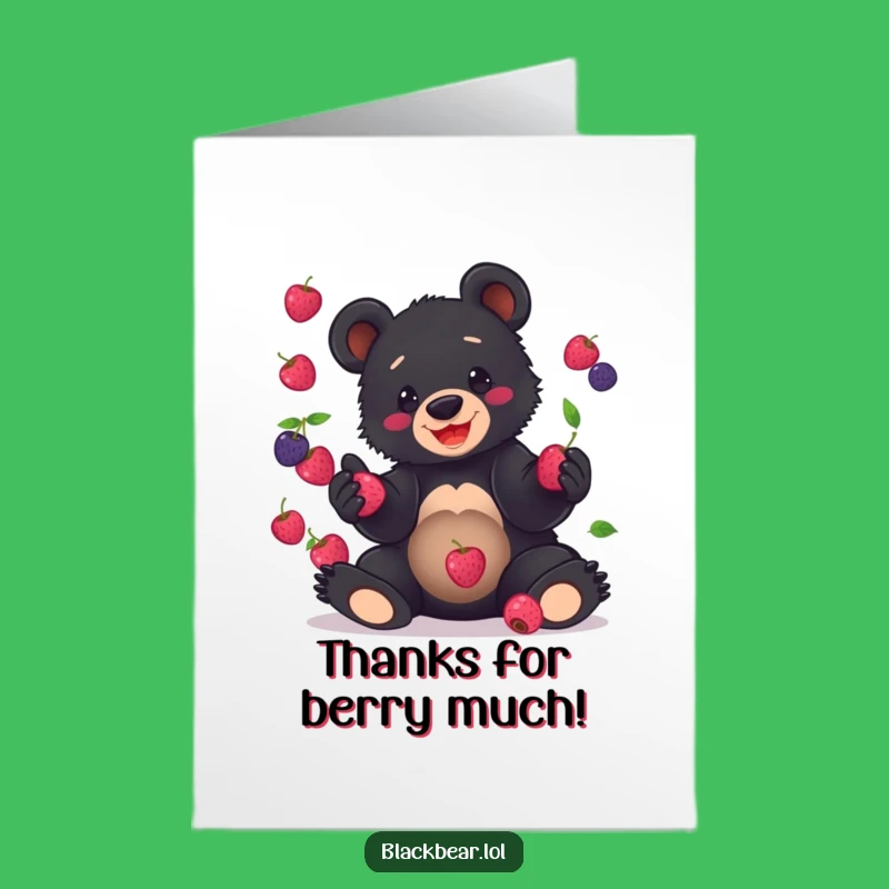 Funny Free Printable Thank You Card: Bear Cub's Berry Thanks