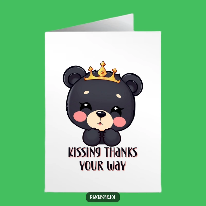 Thank You Bear Cub Card Free Printable: Sparkly Crown Kiss Downloadable