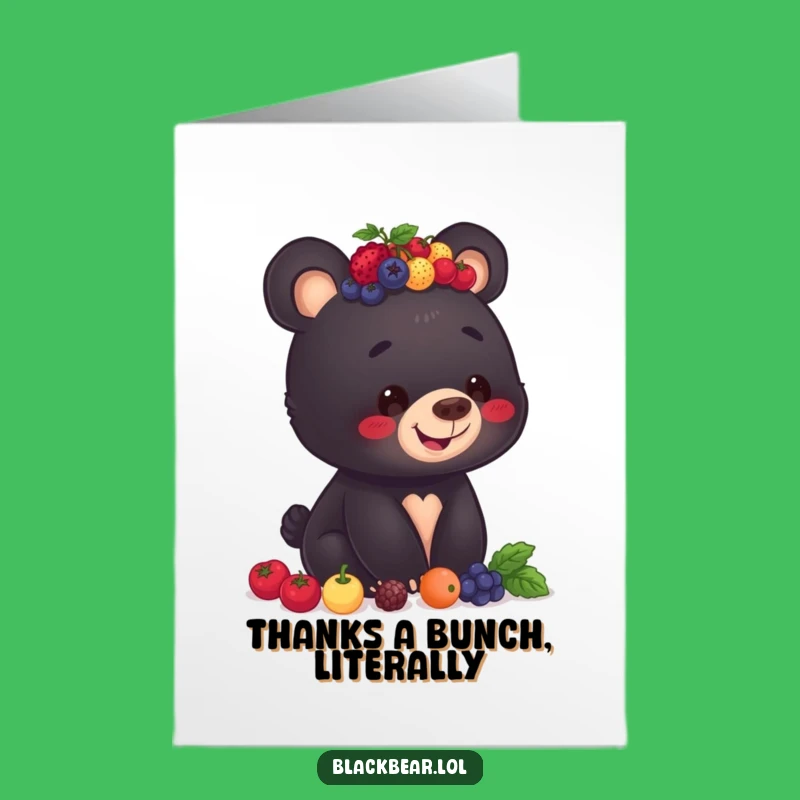Free Printable Thank You Card: Berry Bear Cub's Gratitude, Humorous Gift