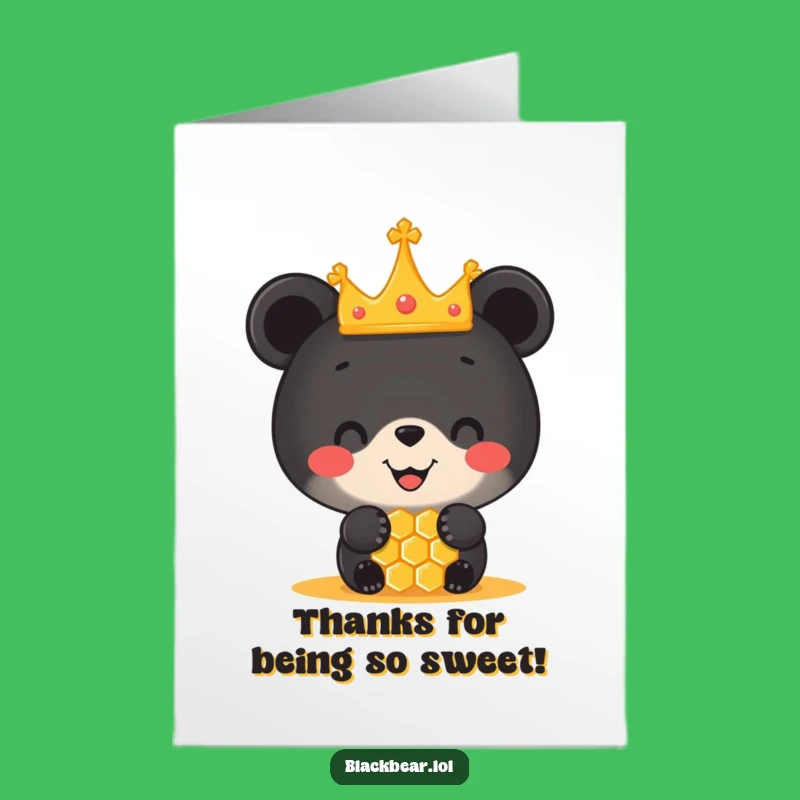 Free Printable Thank You Card: Funny Bear Cub Crown Honeycomb Gift