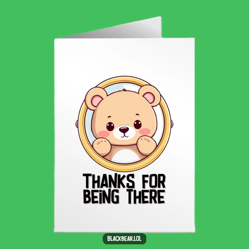 Free Printable Thank You Card: Peeking Bear Mirror Funny Downloadable Gift