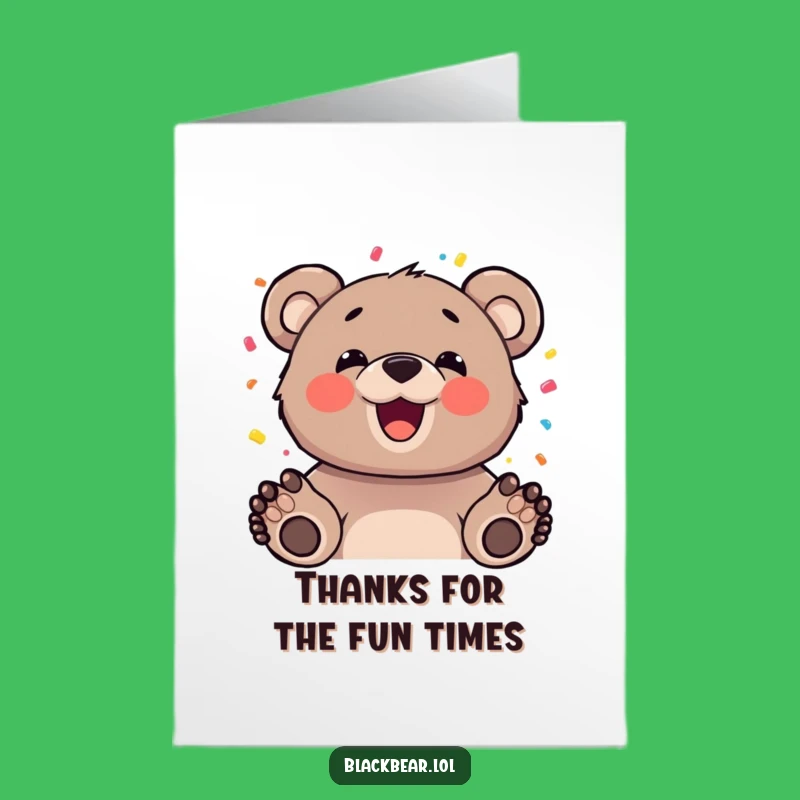 Free Printable Thank You Card: Happy Bear Confetti Funny Downloadable Gift