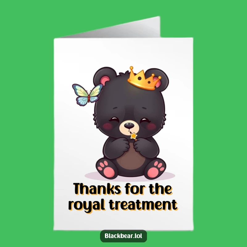 Free Printable Thank You Card: Crown Bear Cub's Gratitude, Humorous Downloadable Gift
