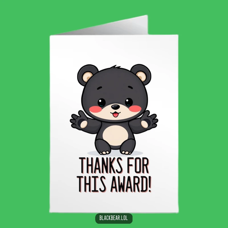 Free Printable Thank You Card: Funny Bear Cub Award Presenter for a Downloadable Gift
