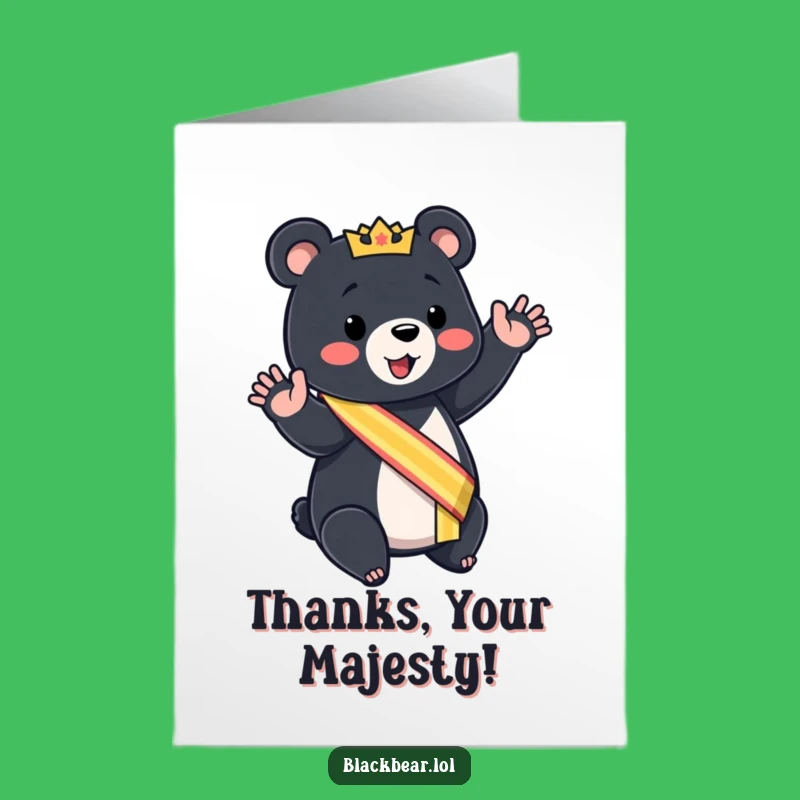 Charming Free Printable Thank You Card: Waving Bear Cub, Royal Downloadable Gift
