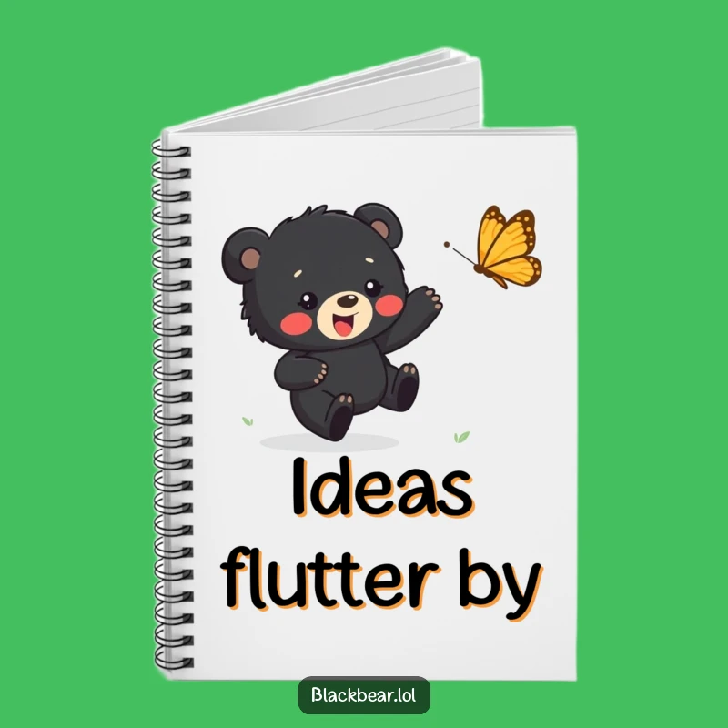 Funny Bear Cub Notebook - Happy Butterfly Chase Journal, Perfect Funny Gift