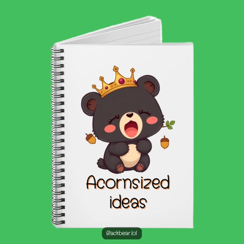 Funny Sleepy Bear Cub Crown Notebook - Acorn King Journal Gift