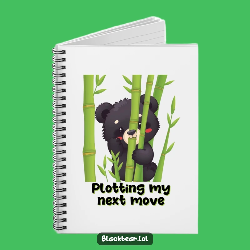 Funny Black Bear Cub Bamboo Peek Notebook: Jot Down Giggles