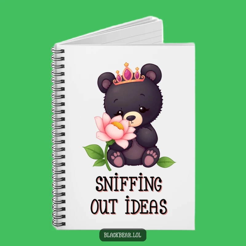Funny Bear Cub Tiara Flower Notebook - Curious Nature Journal Gift
