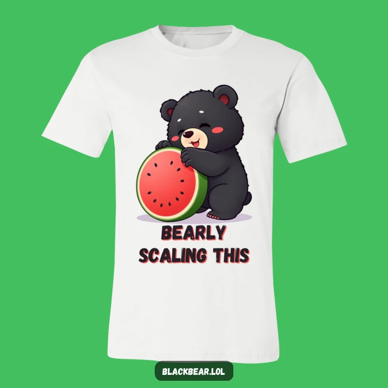 Funny Bear Cub Climber T-Shirt: Go Wild for Watermelon Fun