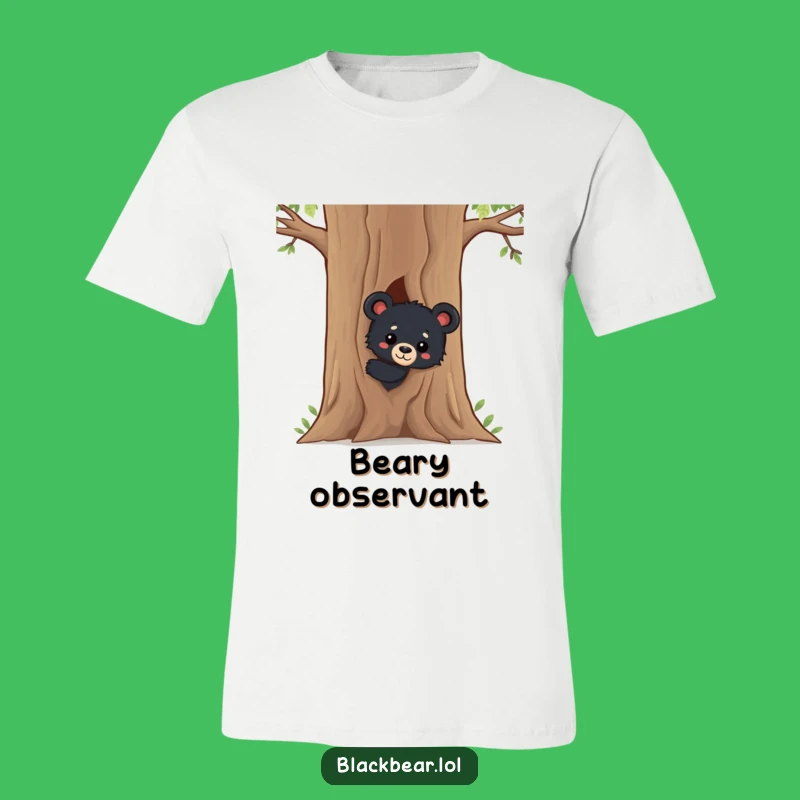 Funny Black Bear Cub T-Shirt: Cute Curious Peek, Awesome Wildlife Tee, Perfect Funny Gift
