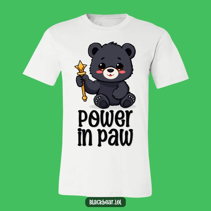 Funny Bear Cub Scepter T-Shirt: King of Playtime Graphic Tee Gift