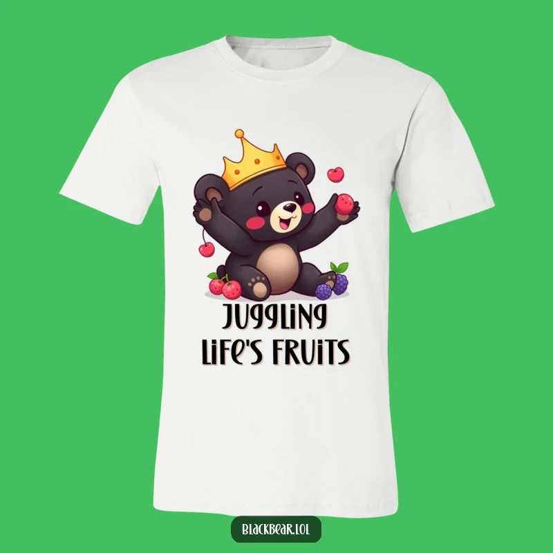 Funny Bear Cub T-Shirt: Crowned Juggler's Berry Fun Tee Gift