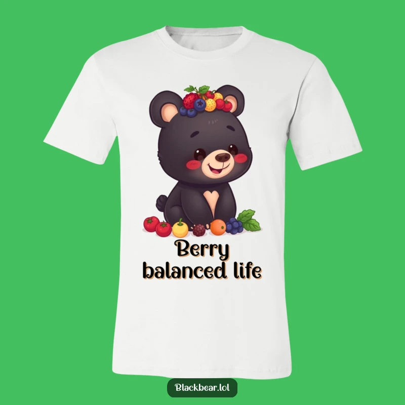 Funny Berry Bear Cub T-Shirt - Balancing Berries Tee, Cute Humorous Gift